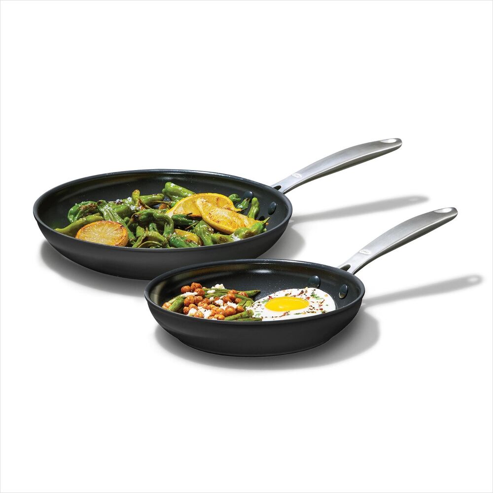 Enhanced Non-Stick 2-Piece Frypan Set — Black O0