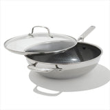 Trident Hybrid Non-Stick Stainless Steel 5 Qt Wok with Lid O9