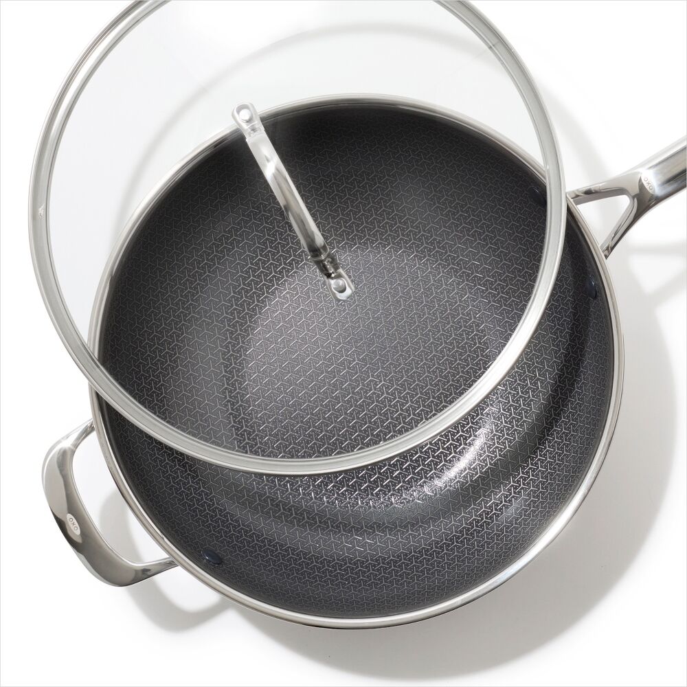 Trident Hybrid Non-Stick Stainless Steel 5 Qt Wok with Lid O9