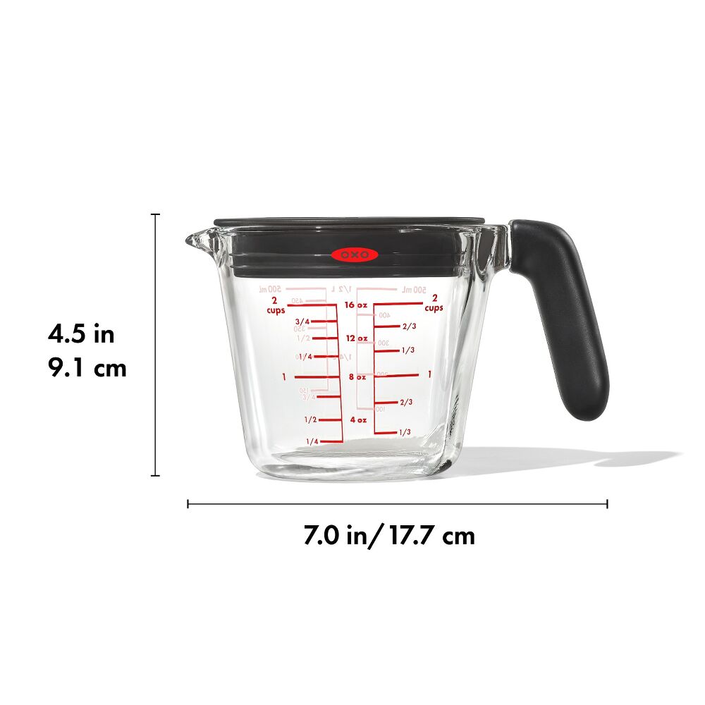 2 Cup Glass Measuring Cup with Lid X0