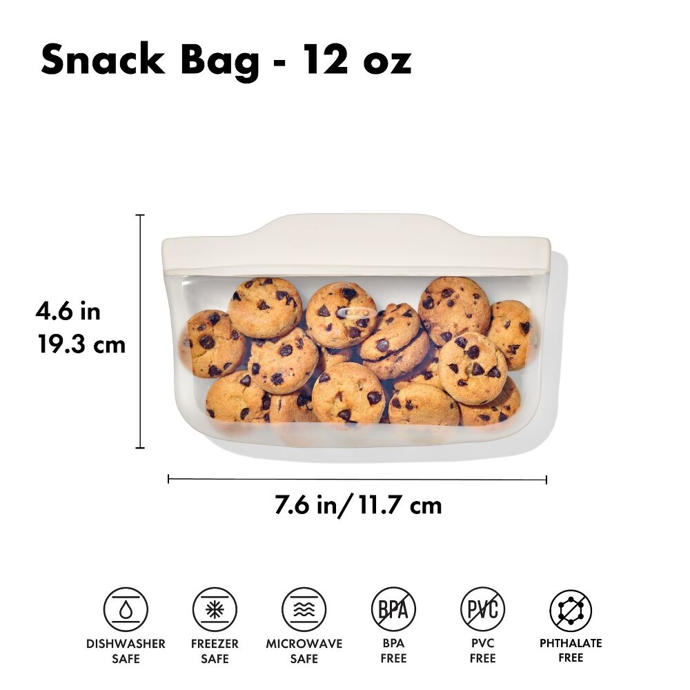 Silicone Reusable Bag - Snack Bag (12 oz) - Oat D9