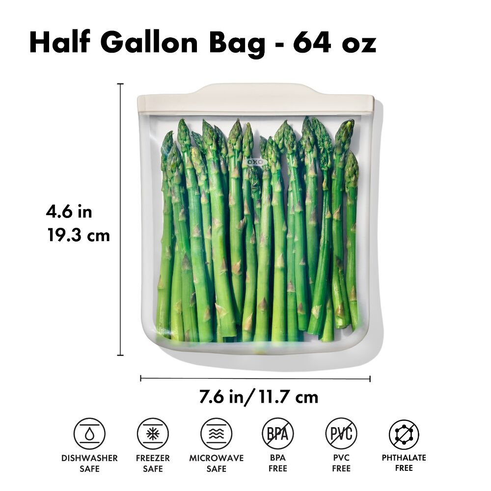 Silicone Reusable Bag - Half Gallon Bag (64 oz) - Oat A5