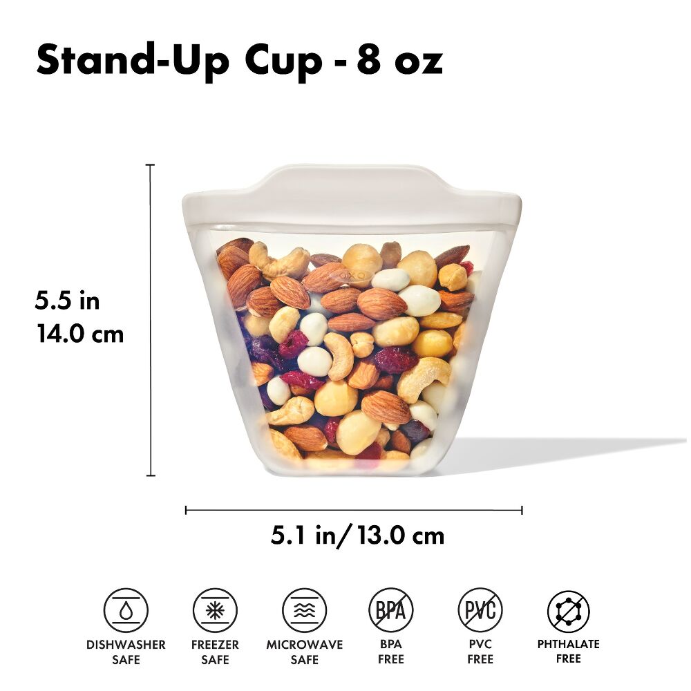 Silicone Reusable Bag - Stand-Up Cup (8 oz) - Oat E9