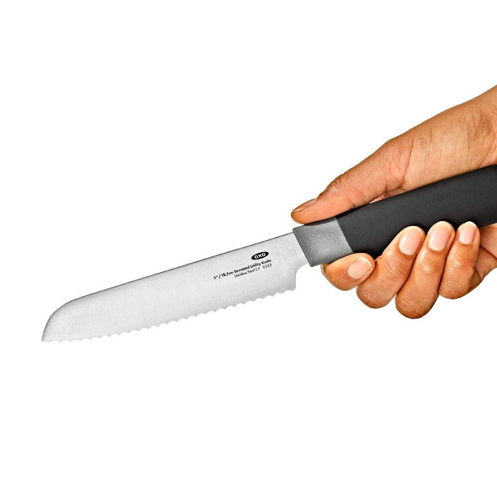 5 in Serrated Utility Knife with Locking Sheath F8