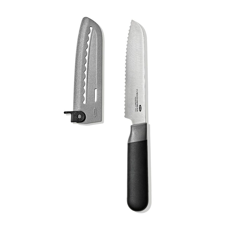 5 in Serrated Utility Knife with Locking Sheath F8