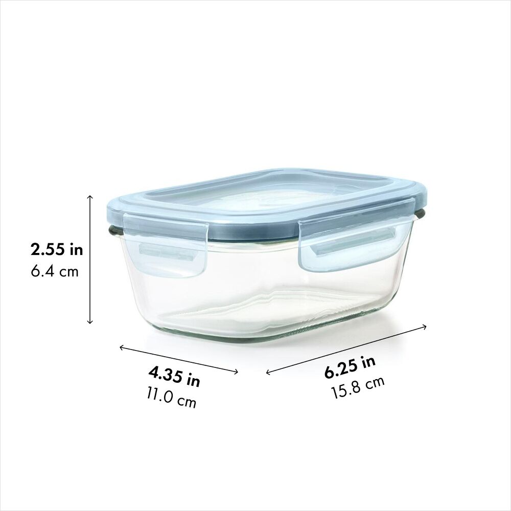 Smart Seal 1.6-Cup Glass Rectangle Container - Arctic Blue L3