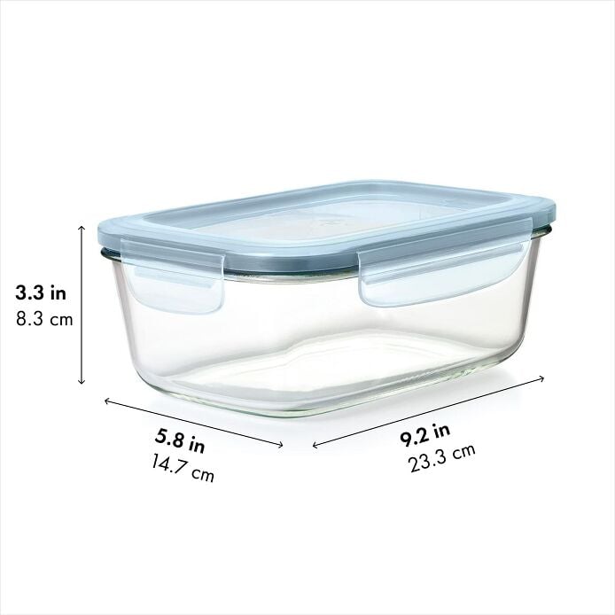 Smart Seal 8-Cup Glass Rectangle Container - Arctic Blue T8