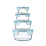 8-Piece Smart Seal Glass Round Container Set - Arctic Blue C9