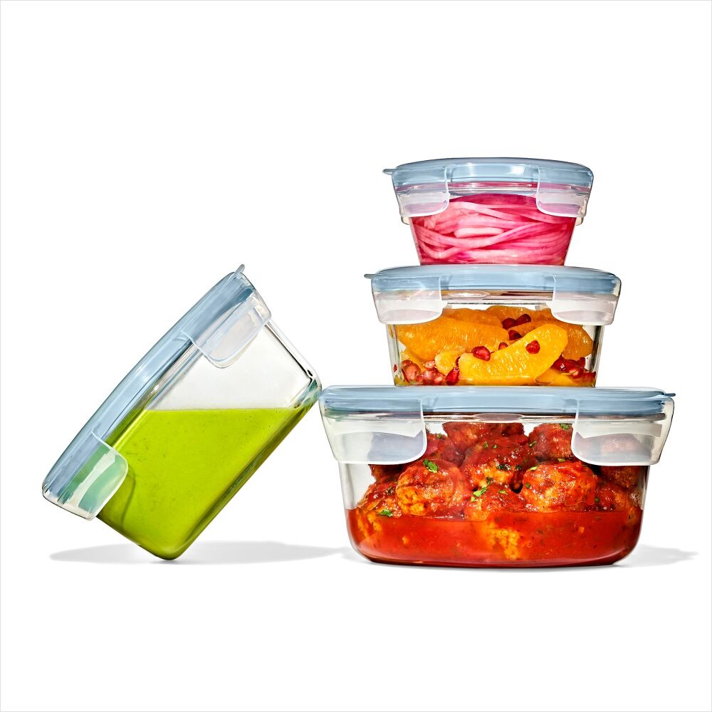 Smart Seal 7-Cup Glass Round Container - Arctic Blue W0