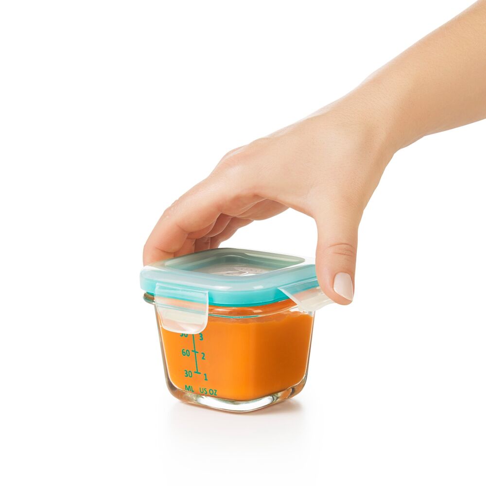 Baby Blocks Glass Food Storage Containers 4 Oz - Tot Teal Z3