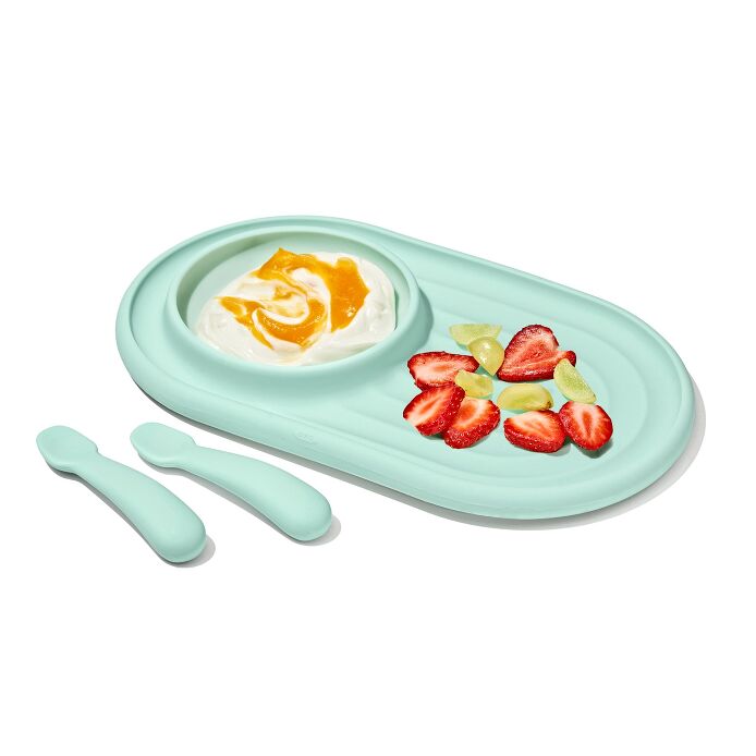 Textured Suction Plate & Spoons Set – 3-Piece Q4