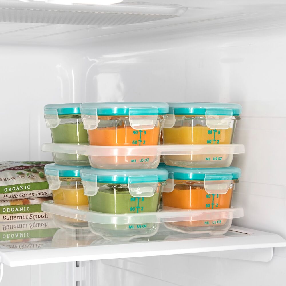 Baby Blocks Glass Food Storage Containers 4 Oz - Tot Teal Z3